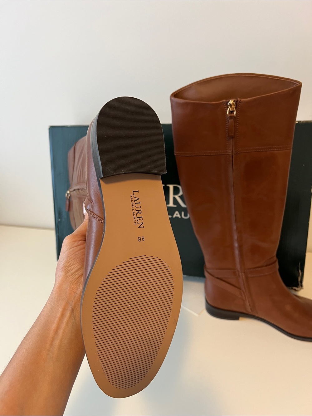 Lauren Ralph Lauren Brown Tall Leather Riding Boots - Picture 8 of 10